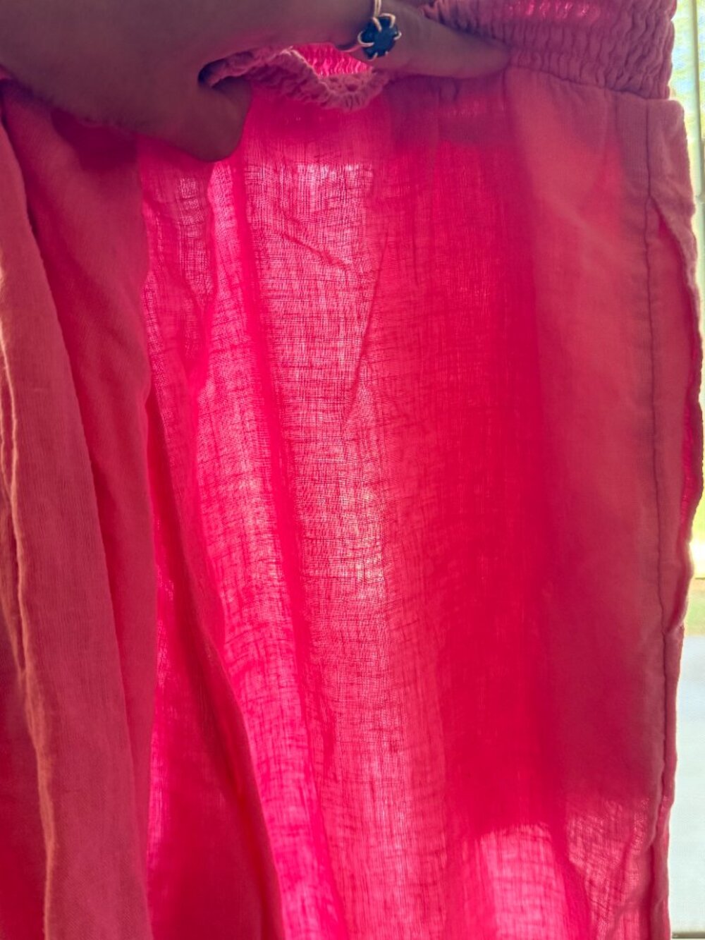S Anthropologie Hot Pink Linen Wide Leg Beach Pants Elastic Waist - Picture 7 of 7